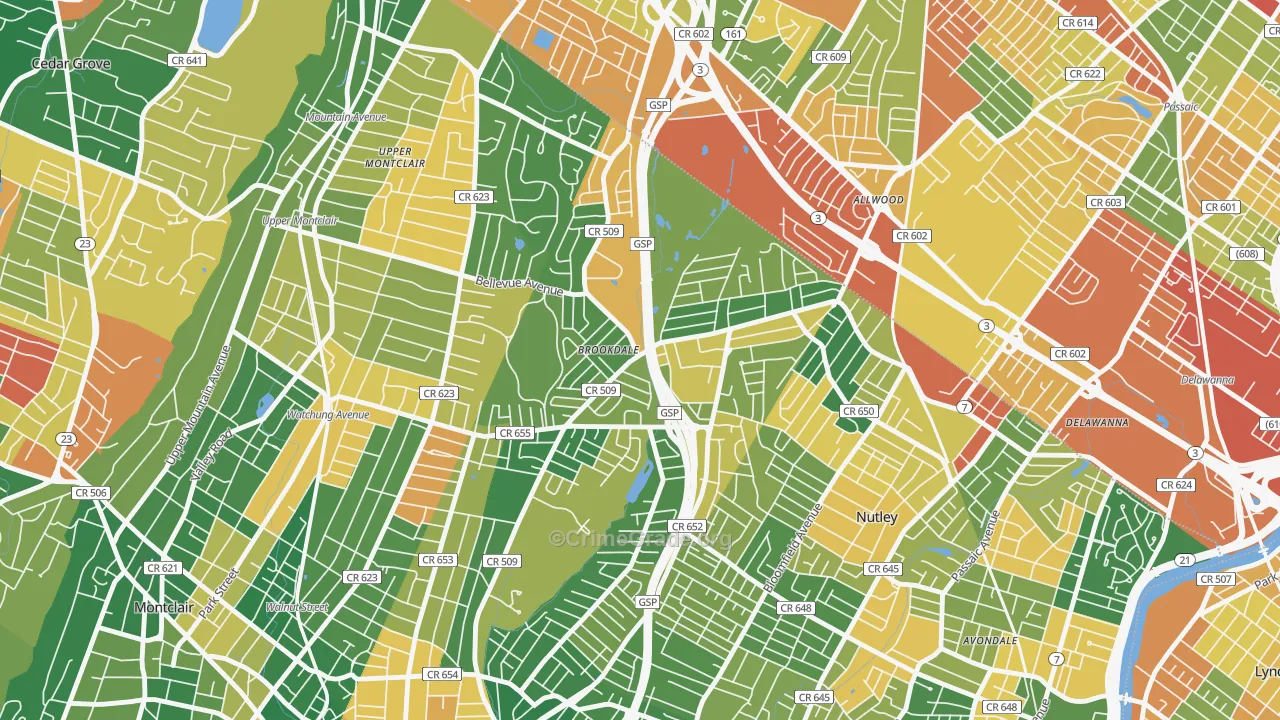 Brookdale, NJ Map of Arson Rates
