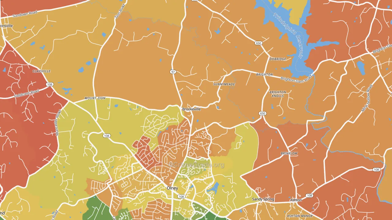 Brookeville, MD Map of Arson Rates