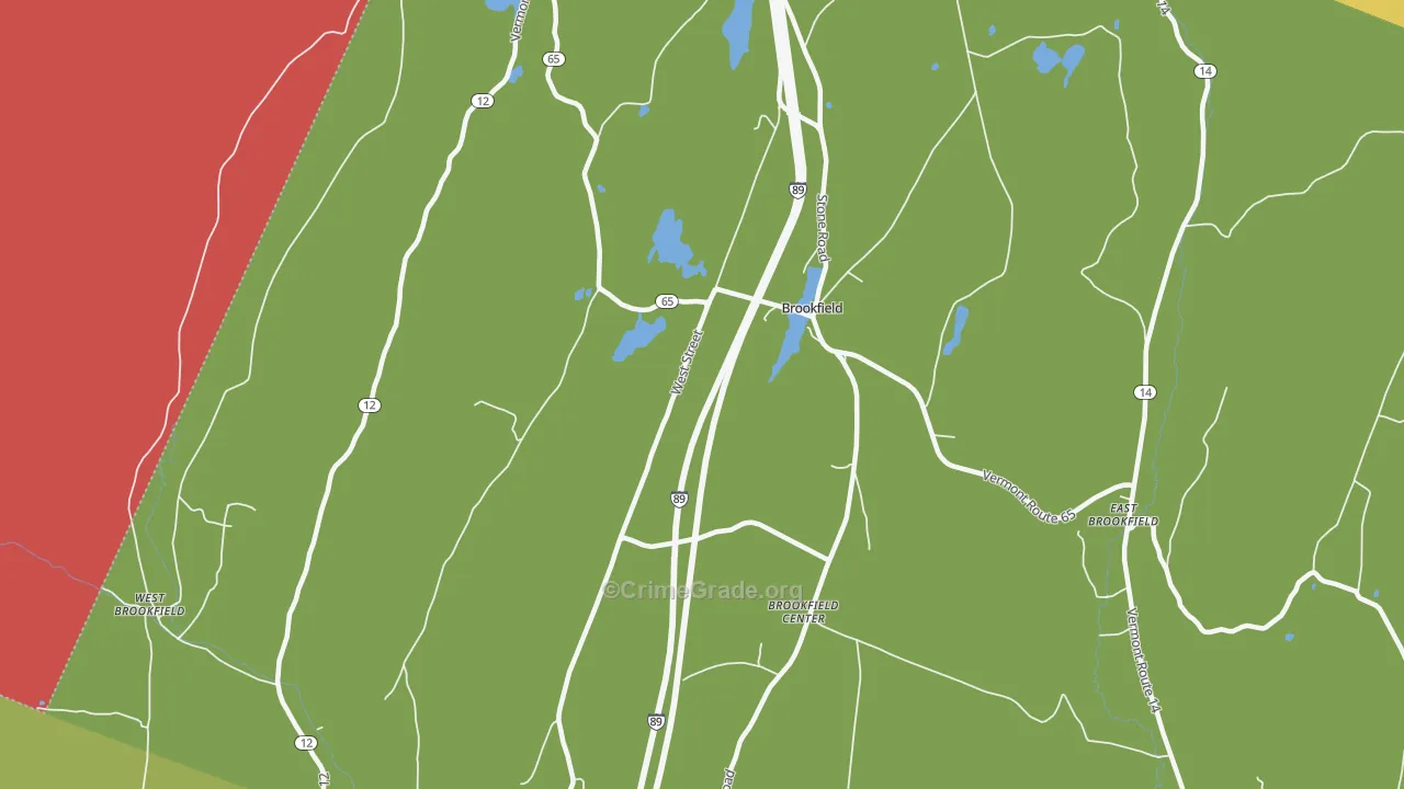 Brookfield Center, VT Map of Arson Rates