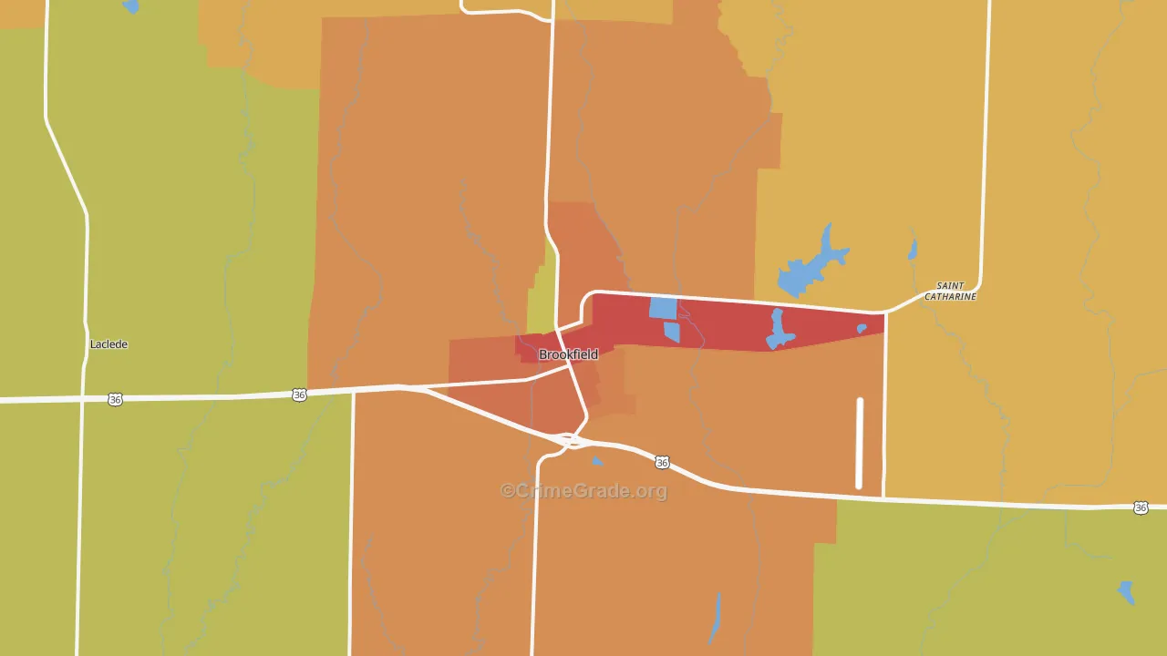 Brookfield, MO Map of Arson Rates