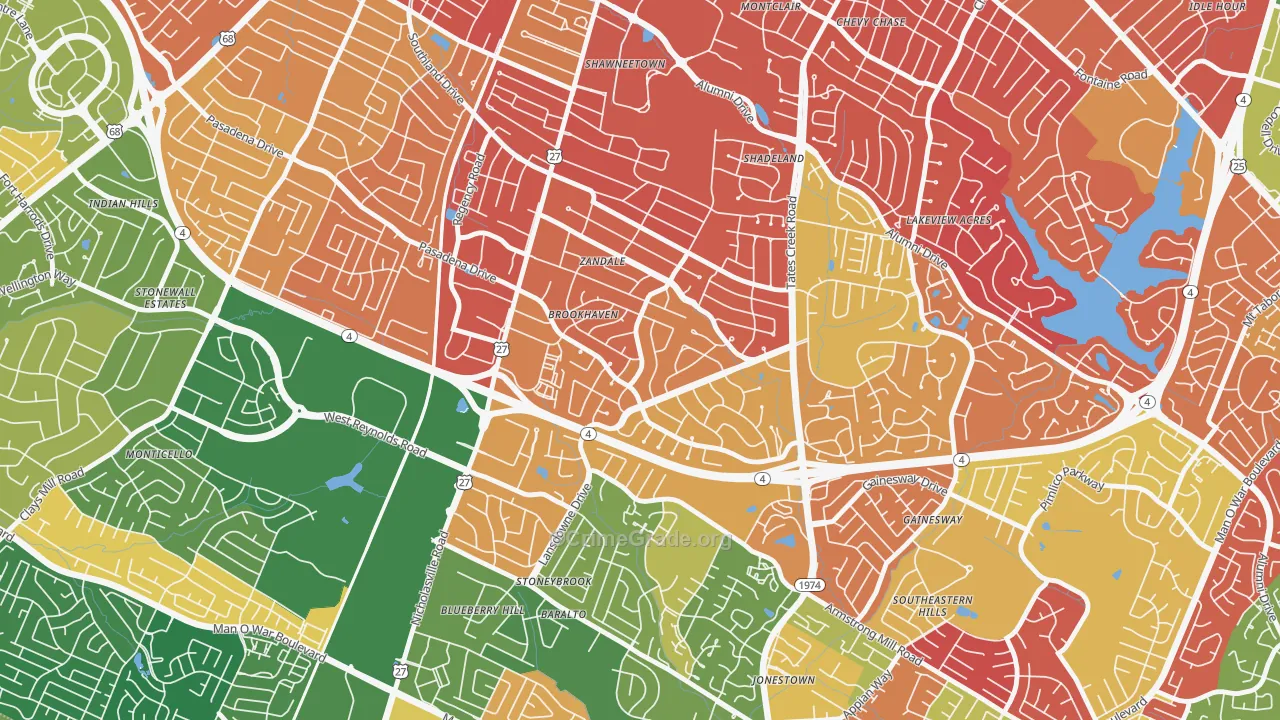 Brookhaven-Lansdowne, Lexington, KY Map of Arson Rates