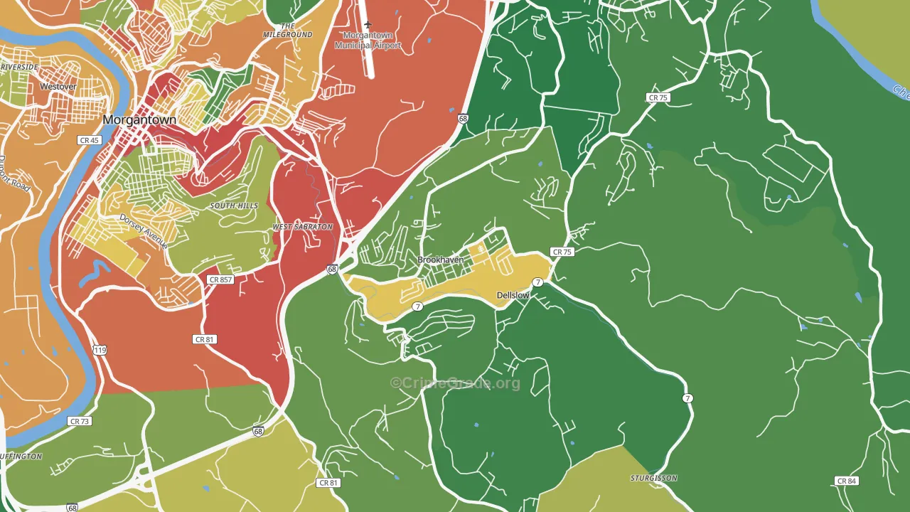 Brookhaven, WV Map of Arson Rates