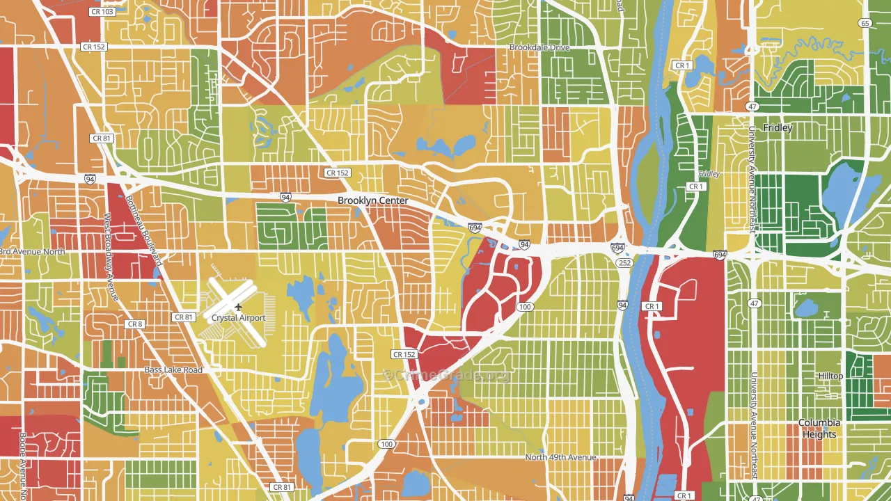 Brooklyn Center, MN Map of Arson Rates