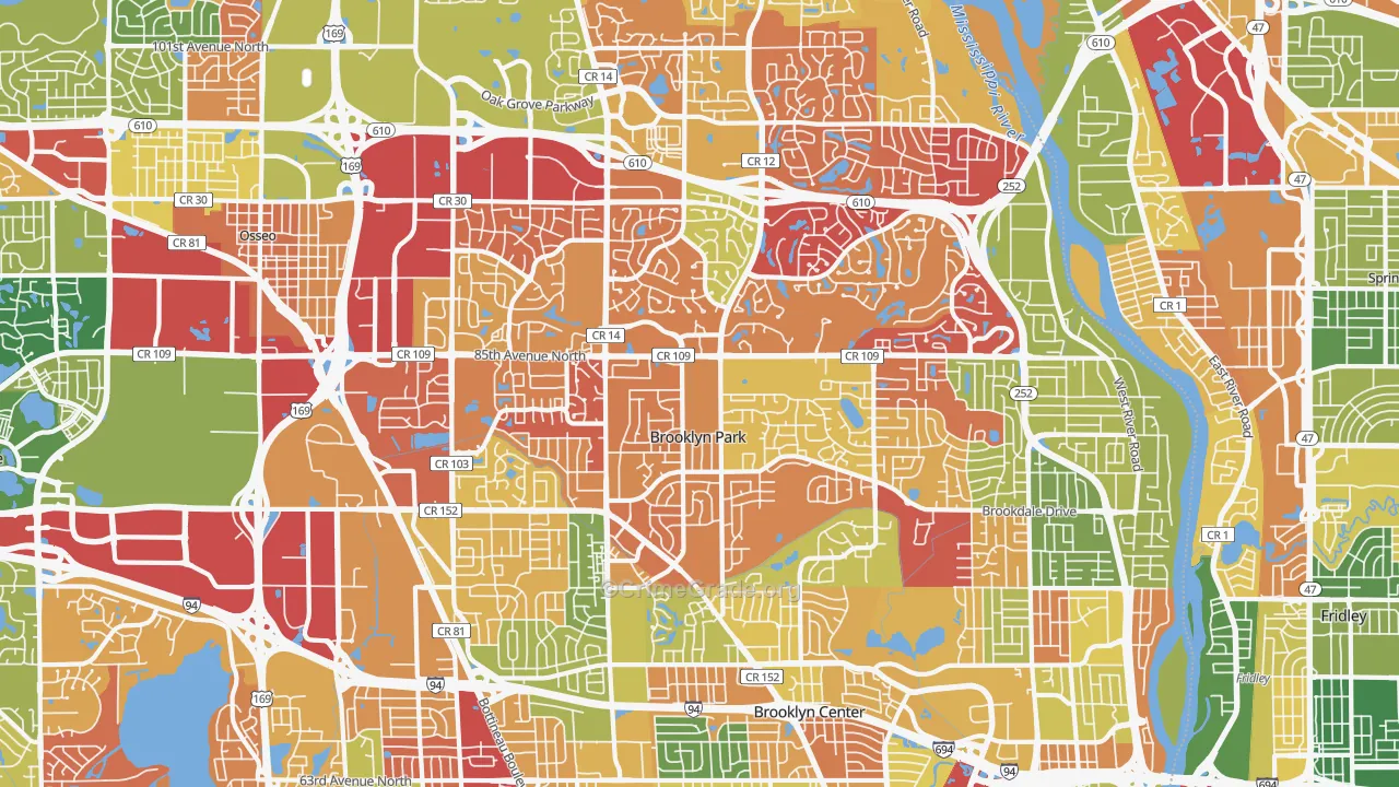 Brooklyn Park, MN Map of Arson Rates