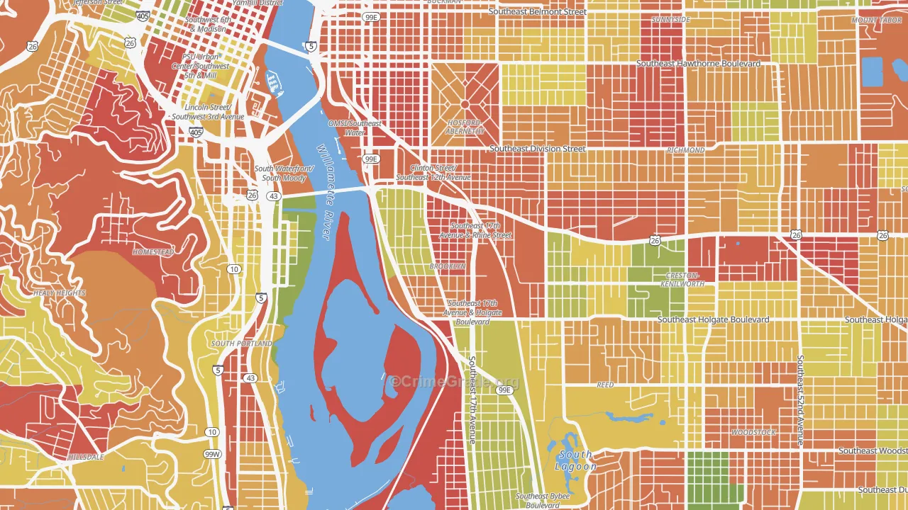 Brooklyn, Portland, OR Map of Arson Rates
