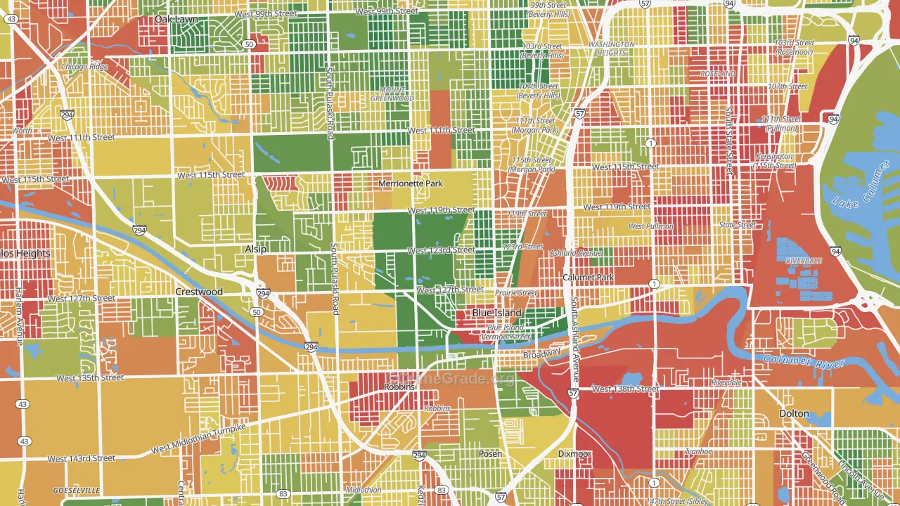 Brookside Glen, Chicago, IL Map of Arson Rates