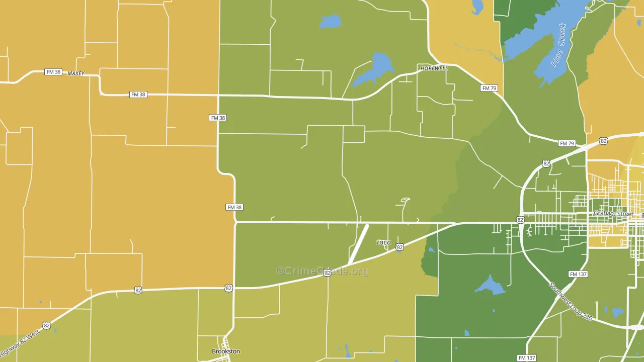 Brookston, TX Map of Arson Rates