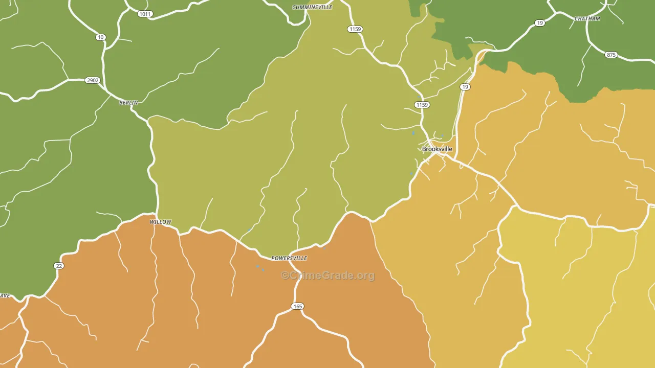 Brooksville, KY Map of Arson Rates