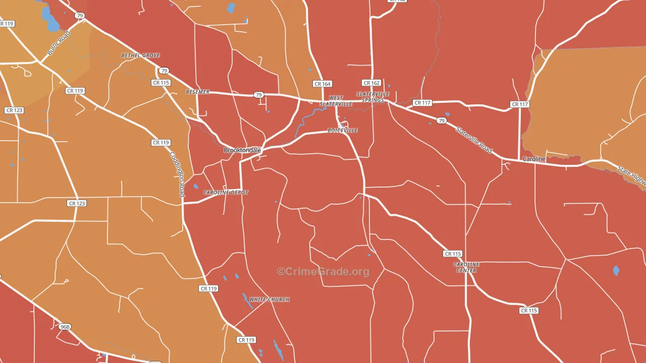 Brooktondale, NY Map of Arson Rates