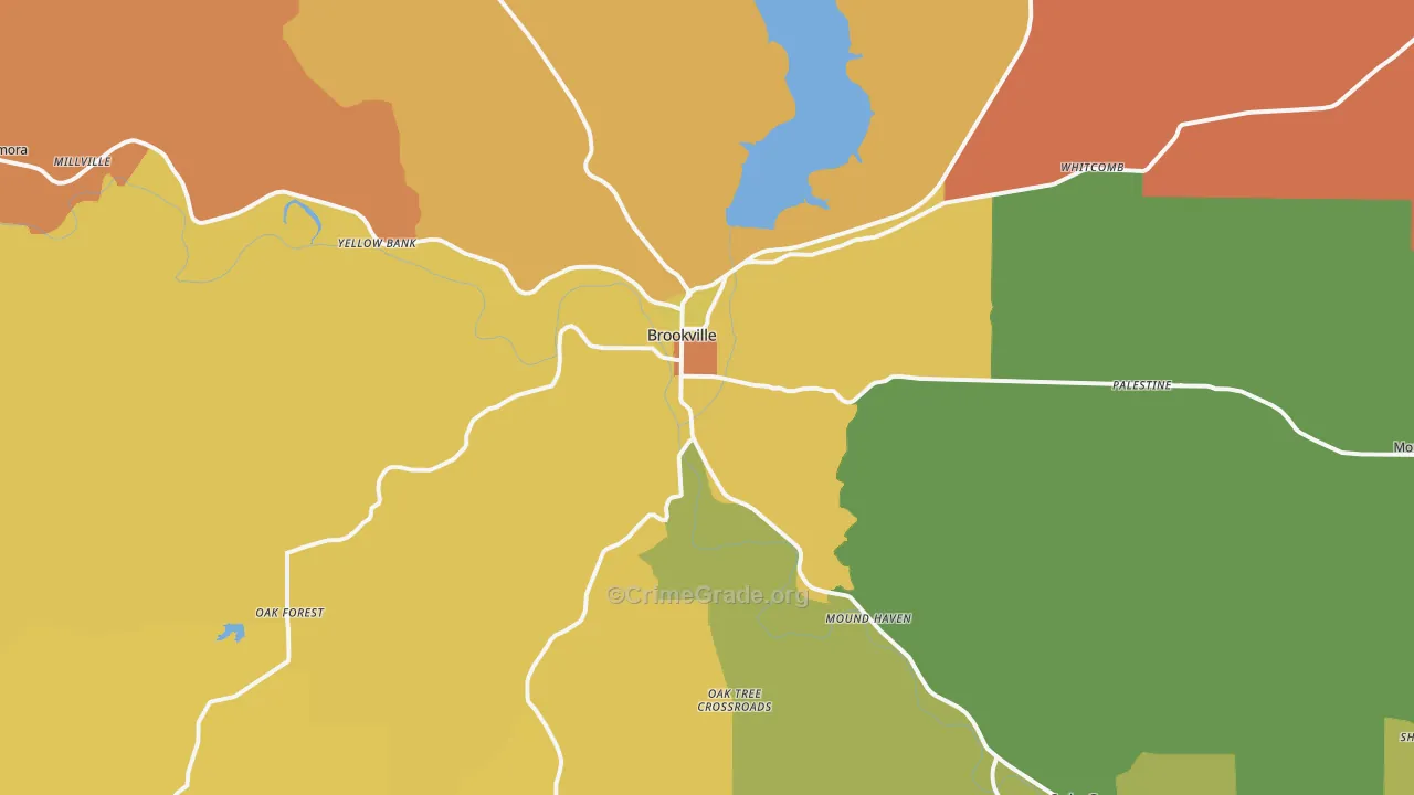 Brookville, IN Map of Arson Rates