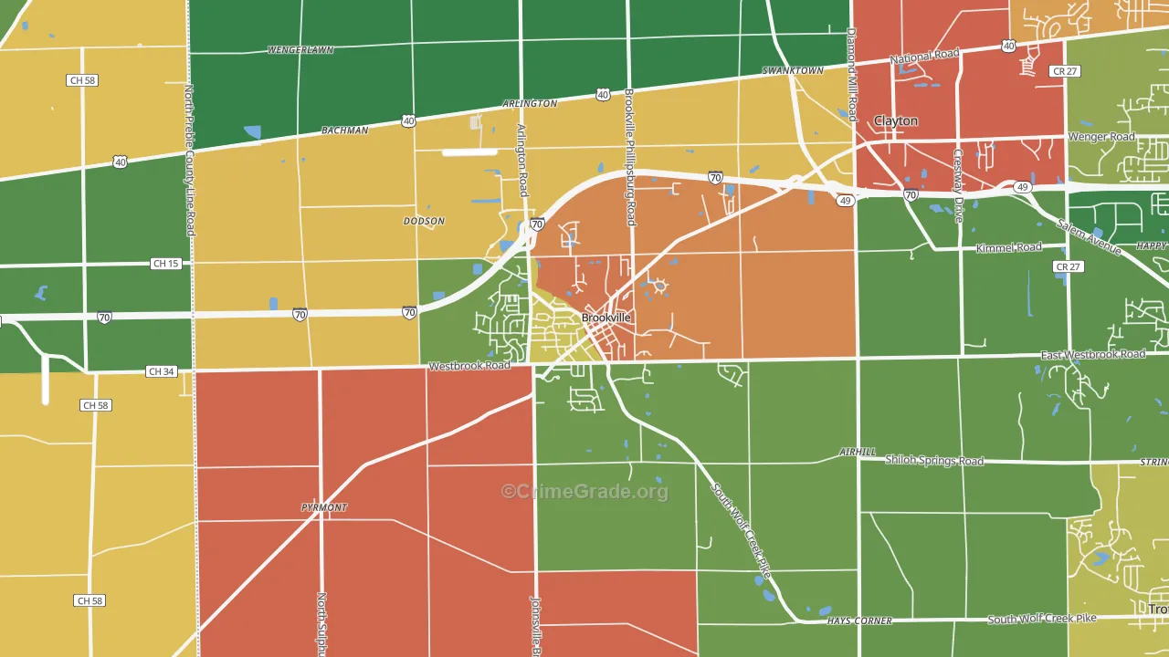 Brookville, OH Map of Arson Rates