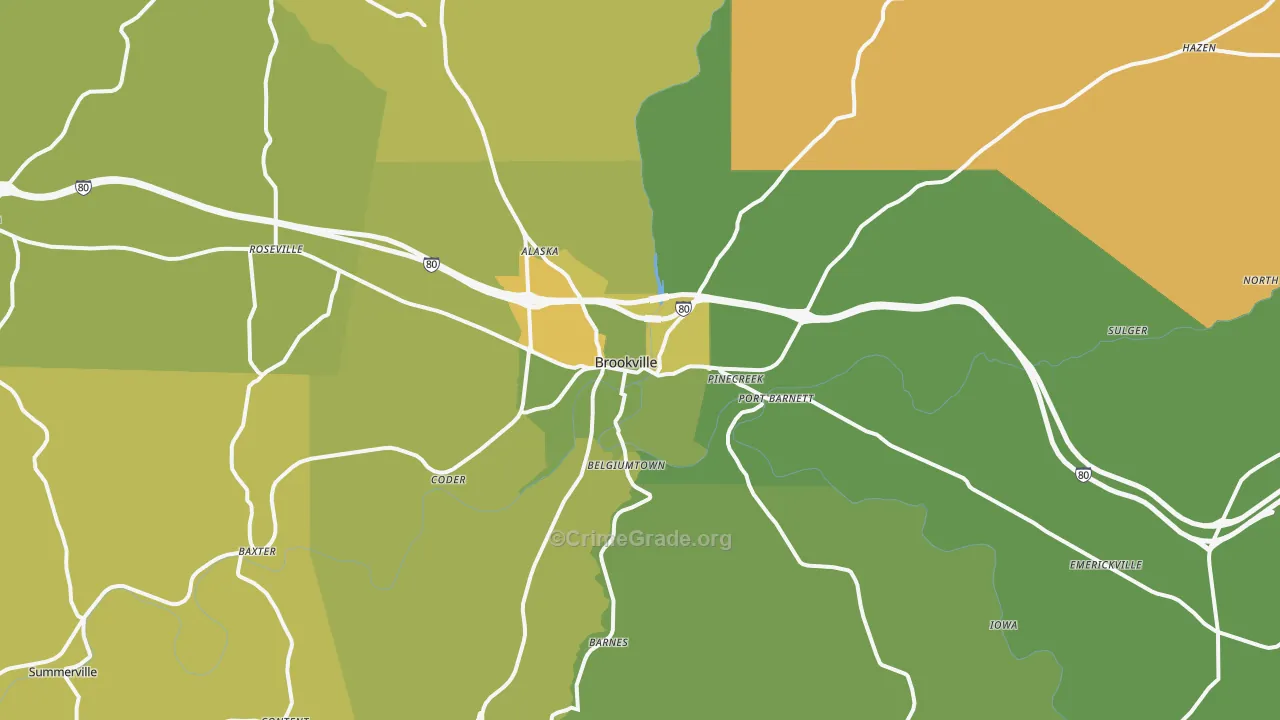 Brookville, PA Map of Arson Rates