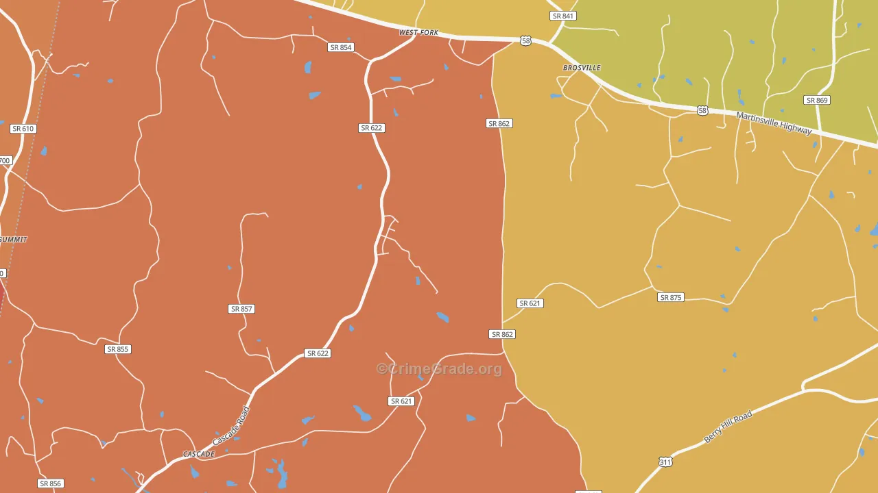 Brosville, VA Map of Arson Rates