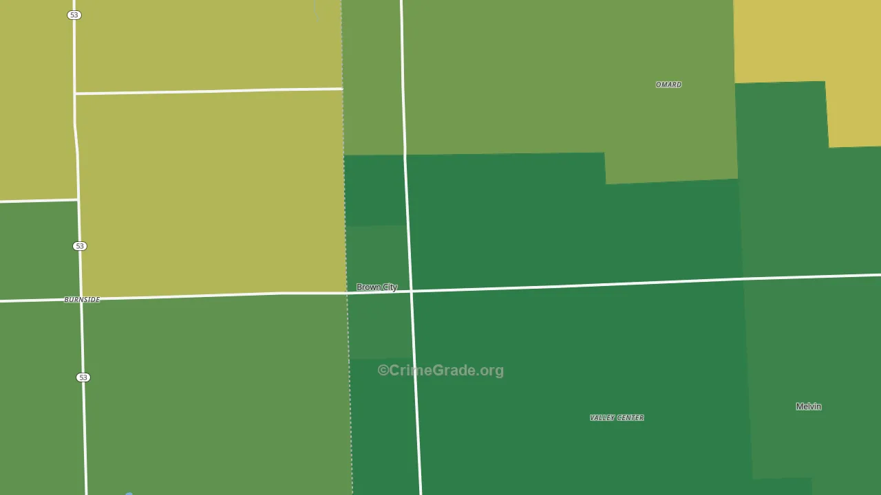 Brown City, MI Map of Arson Rates