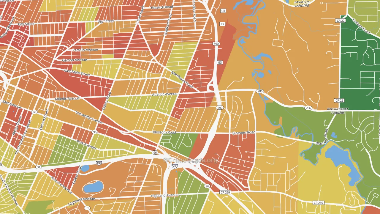 Browncroft, Rochester, NY Map of Arson Rates