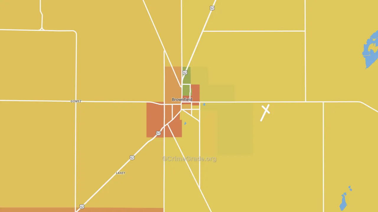 Brownfield, TX Map of Arson Rates