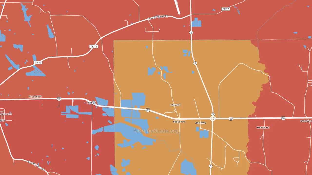 Browns, AL Map of Arson Rates