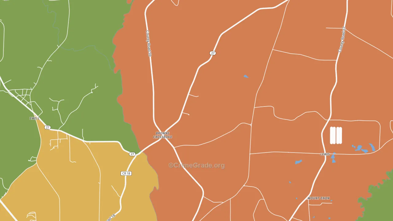 Browns Crossroads, AL Map of Arson Rates