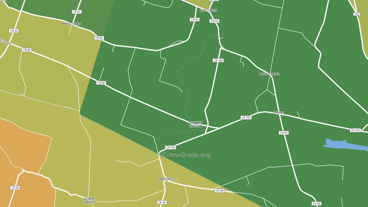 Browns Hollow, NY Map of Arson Rates