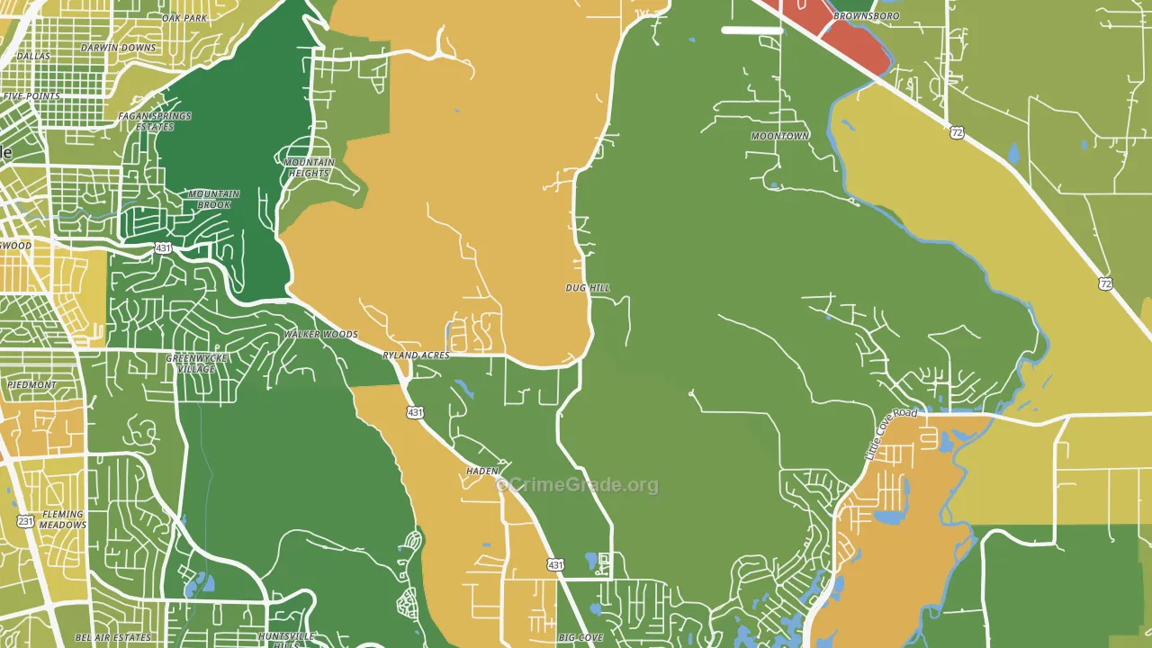 Brownsboro, AL Map of Arson Rates