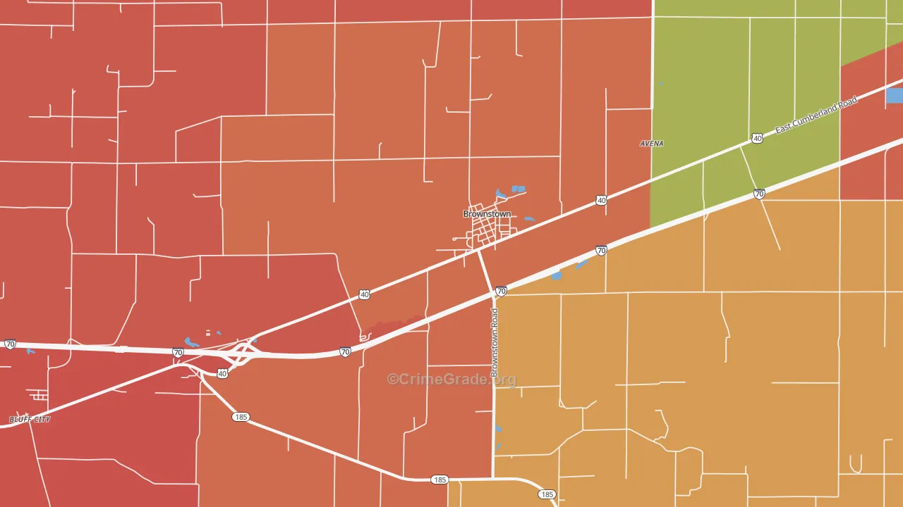 Brownstown, IL Map of Arson Rates