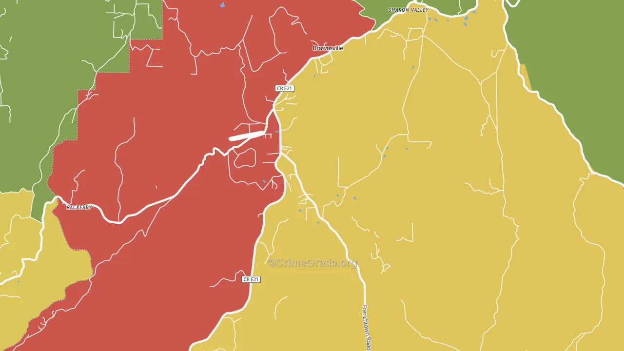 Brownsville, CA Map of Arson Rates