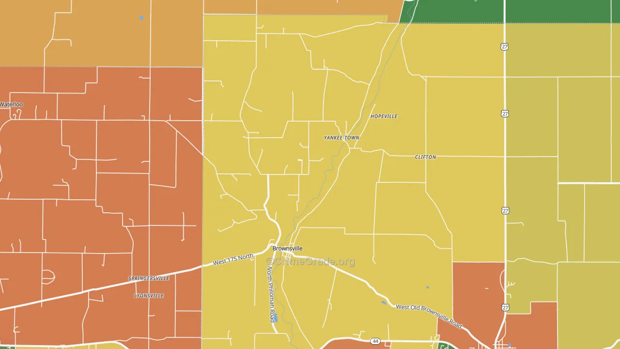 Brownsville, IN Map of Arson Rates
