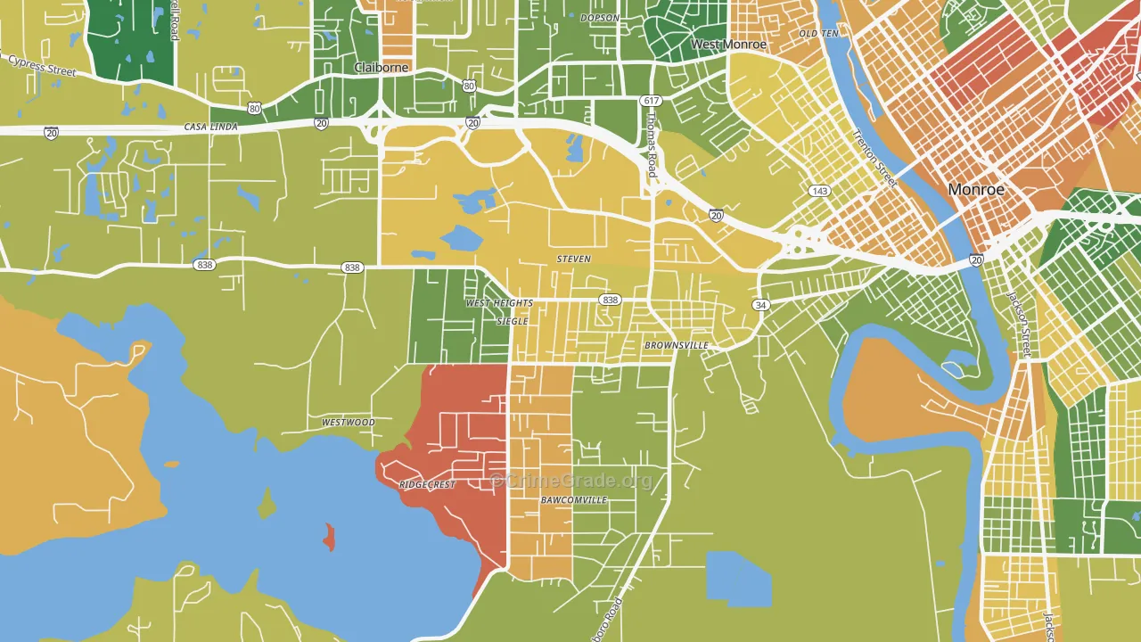 Brownsville, LA Map of Arson Rates