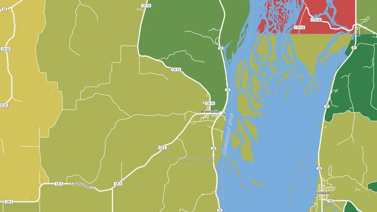Brownsville, MN Map of Arson Rates