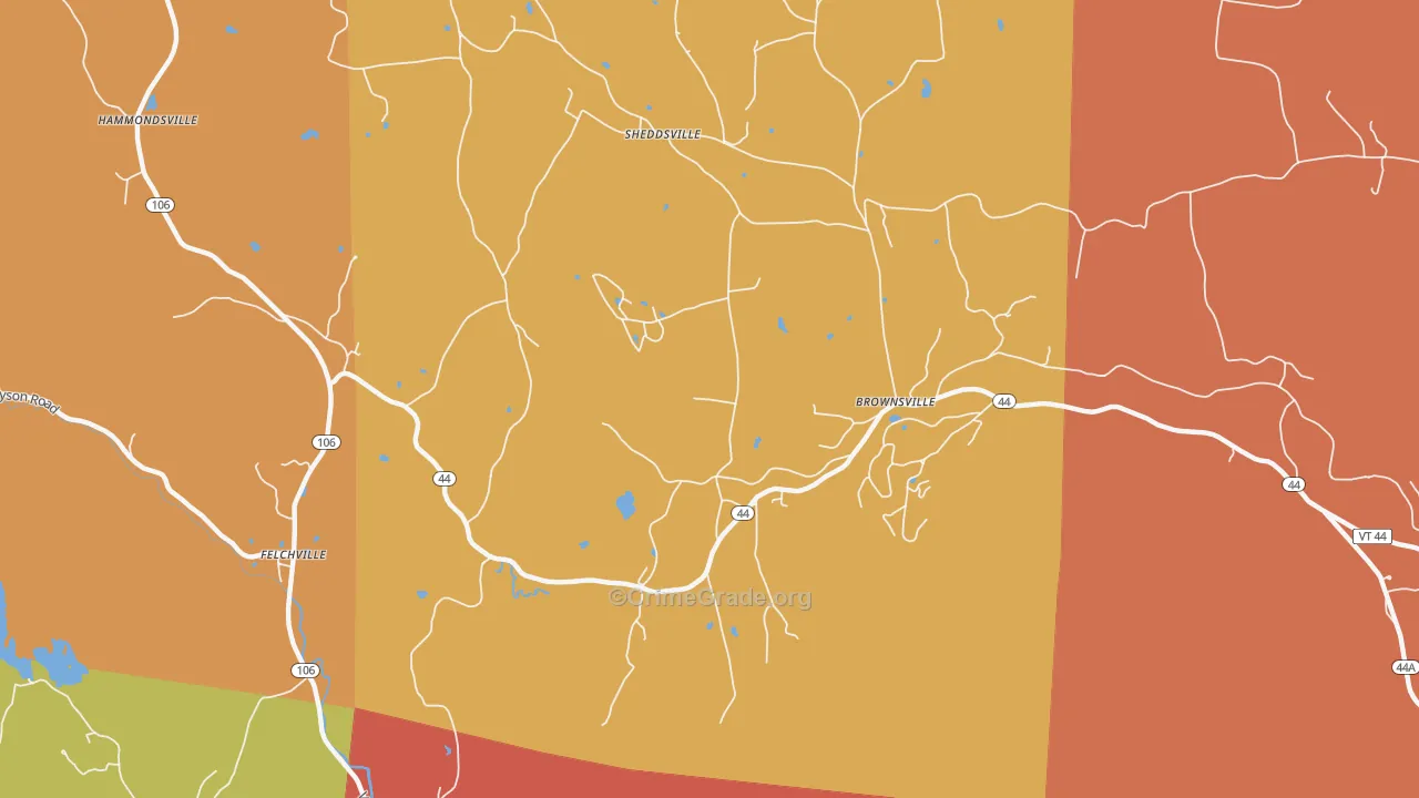 Brownsville, VT Map of Arson Rates