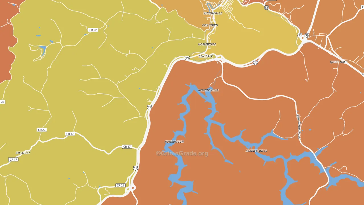 Brownsville, WV Map of Arson Rates