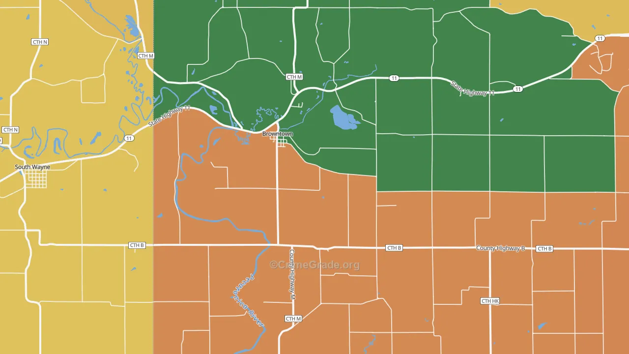 Browntown, WI Map of Arson Rates