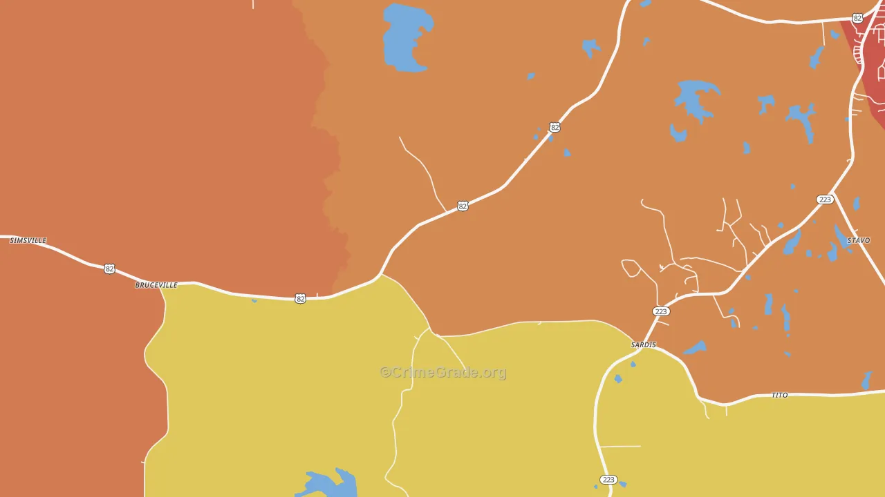 Bruceville, AL Map of Arson Rates