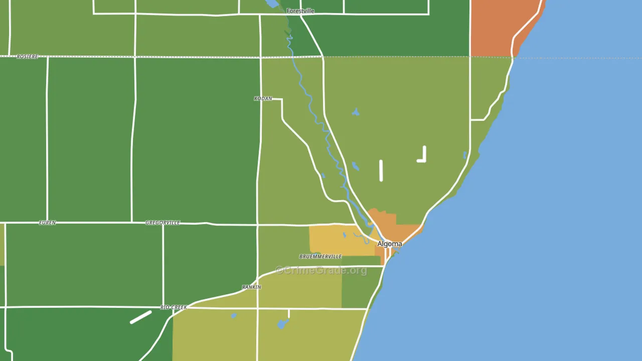 Bruemmerville, WI Map of Arson Rates