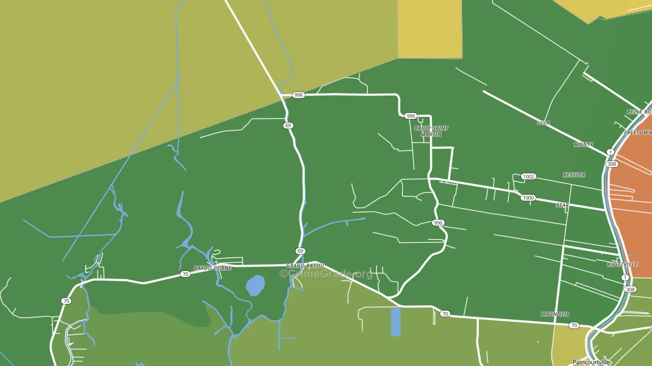 Bruly St. Martin, LA Map of Arson Rates
