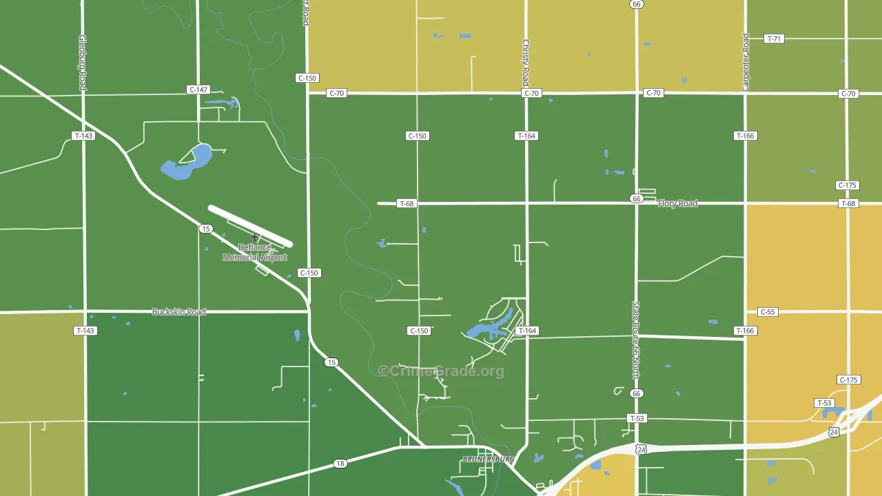 Brunersburg, OH Map of Arson Rates