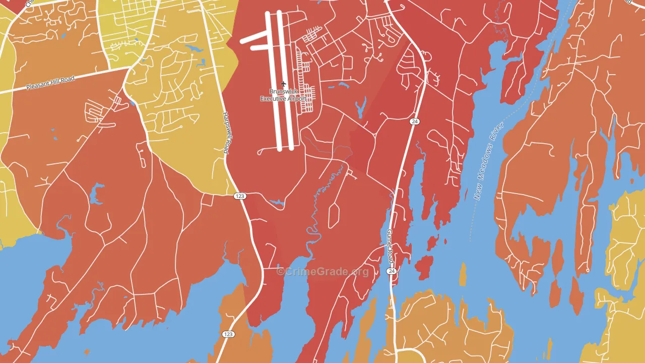 Brunswick Naval Air Station, ME Map of Arson Rates