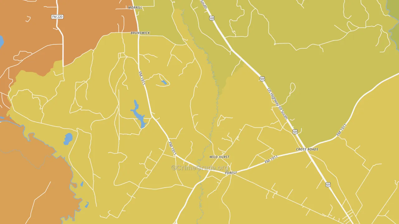Brunswick, TX Map of Arson Rates