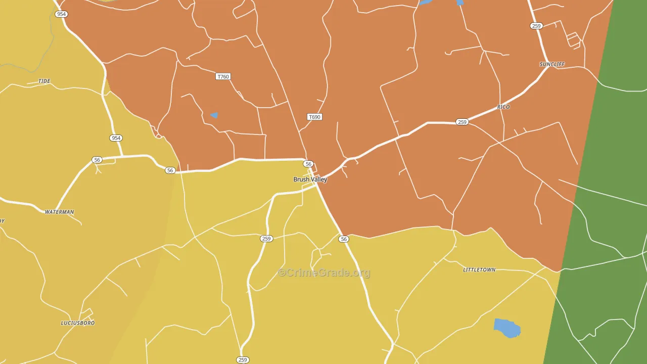 Brush Valley, PA Map of Arson Rates