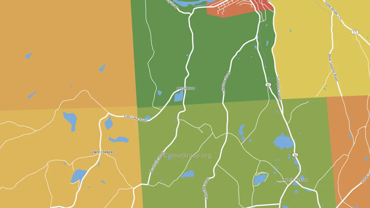 Brushville, PA Map of Arson Rates