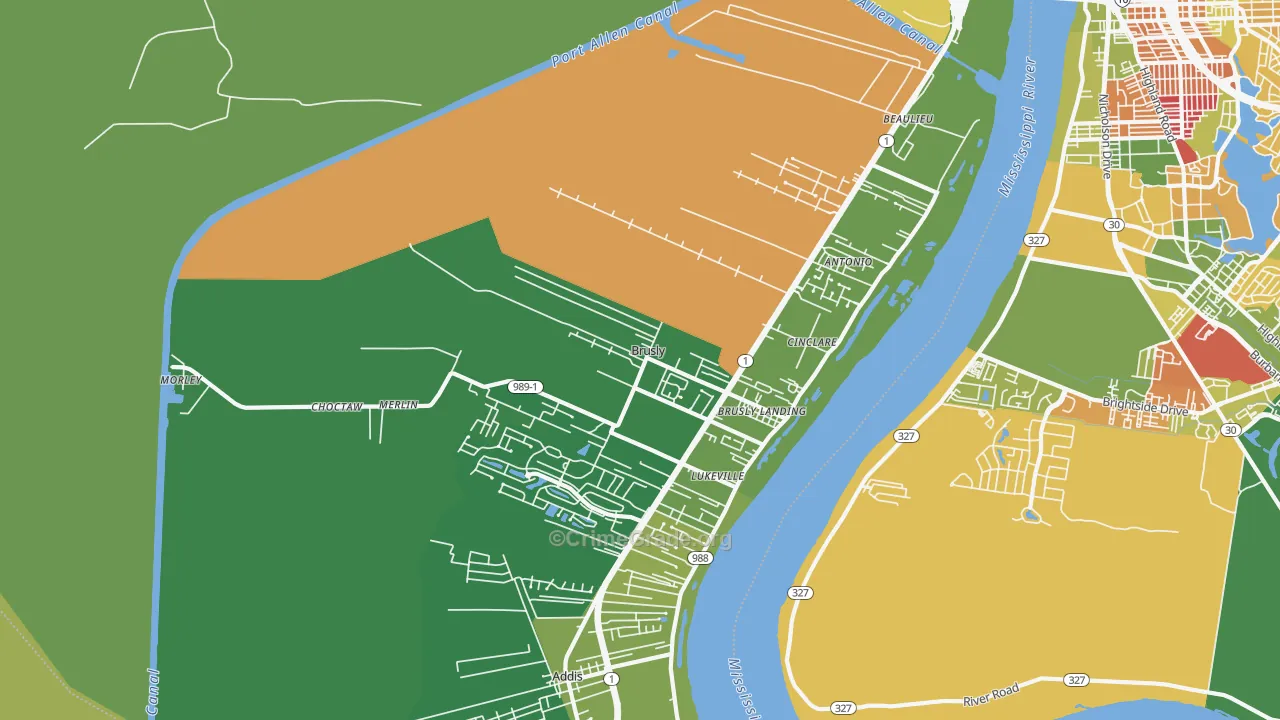 Brusly, LA Map of Arson Rates