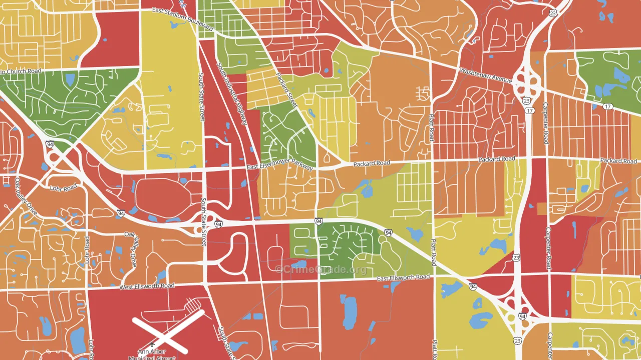 Bryant Pattengill East, Ann Arbor, MI Map of Arson Rates