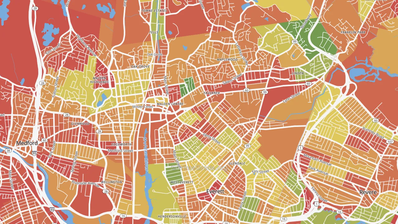 Bryant Terrace, Malden, MA Map of Arson Rates