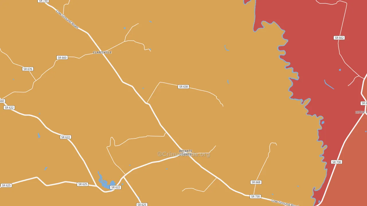 Bryants Corner, VA Map of Arson Rates