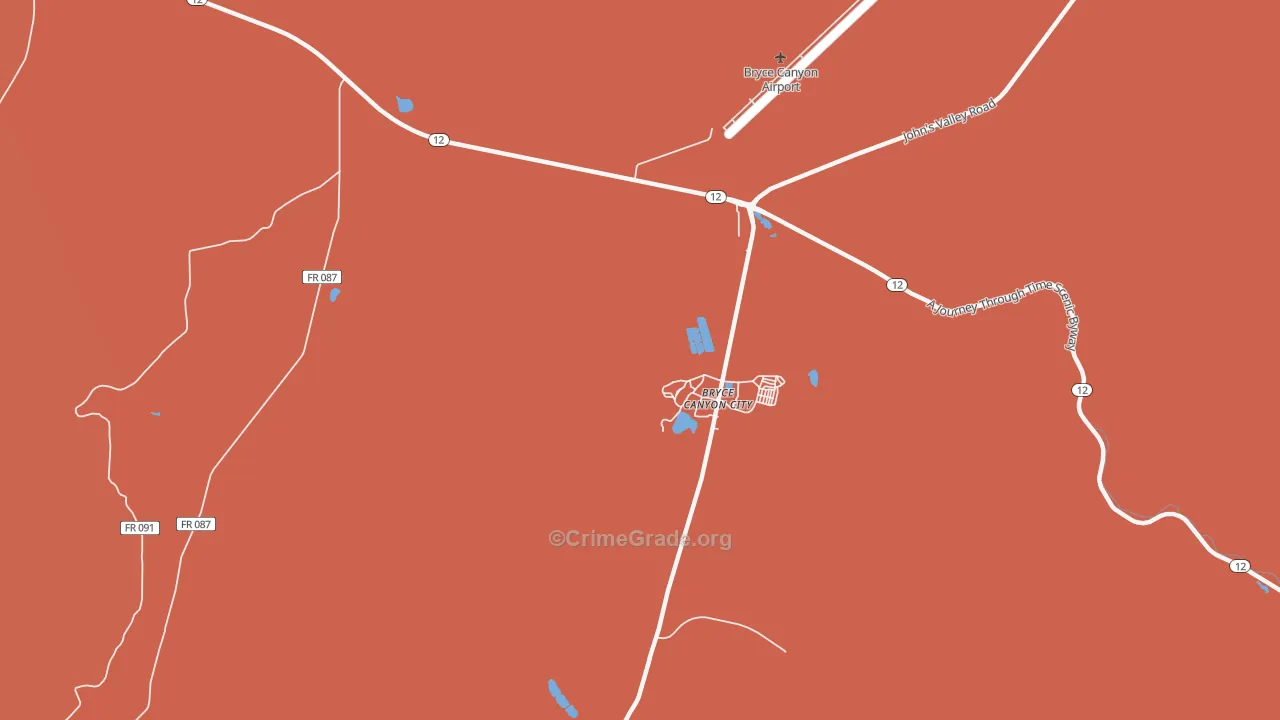 Bryce Canyon City, UT Map of Arson Rates