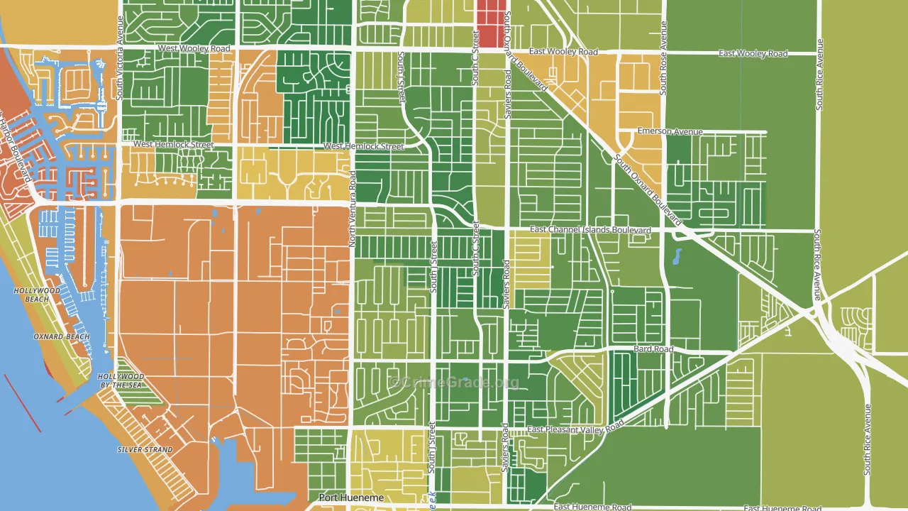 Bryce Canyon North, Oxnard, CA Map of Arson Rates