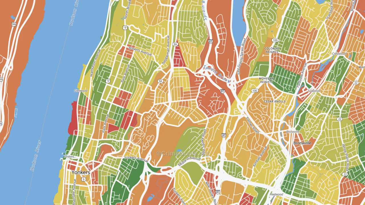 Bryn Mawr, Yonkers, NY Map of Arson Rates