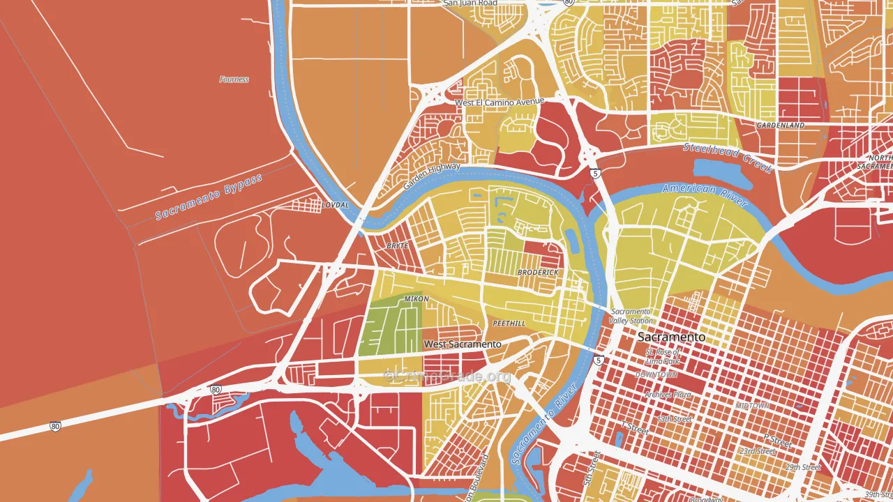 Bryte, West Sacramento, CA Map of Arson Rates