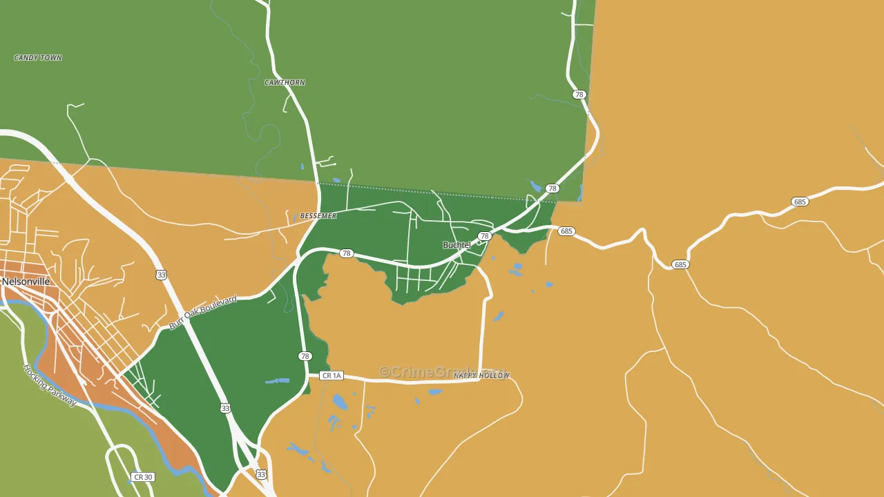 Buchtel, OH Map of Arson Rates
