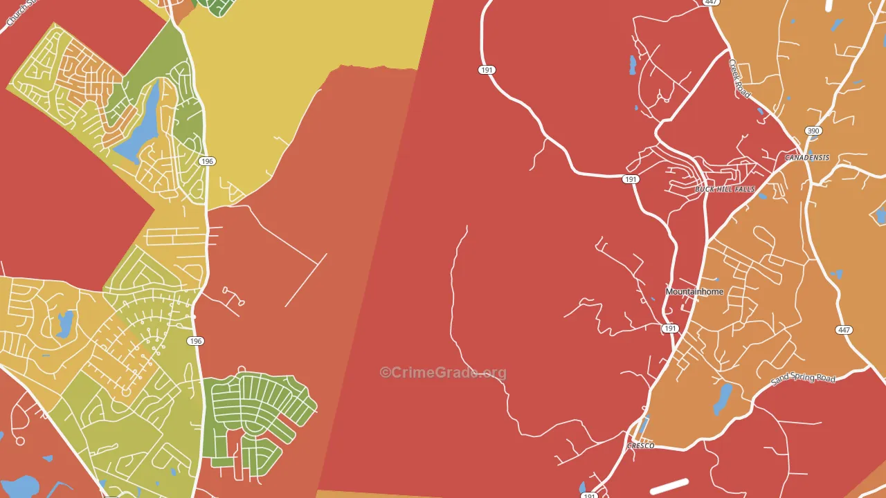 Buck Hill Falls, PA Map of Arson Rates